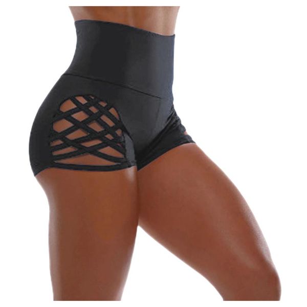 

yoga outfit side hollow women solid shorts high waist hip lifting sweatpants elastic short bandage sports female 2021 a50