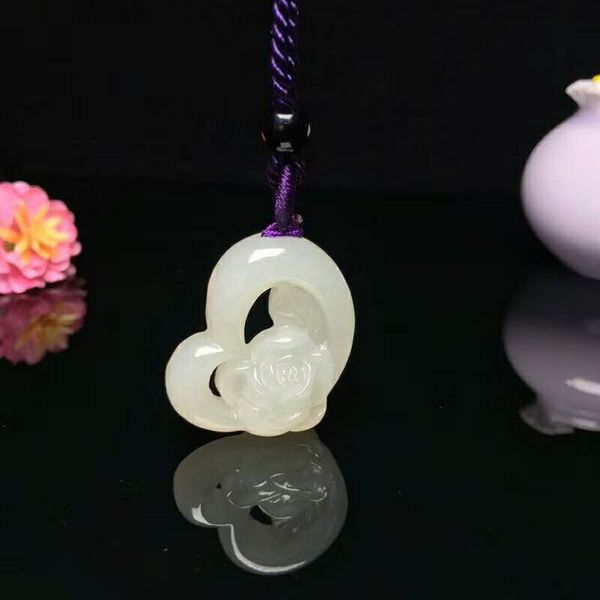 

lockets h52#exquisite and beautiful jade heart flower, Silver