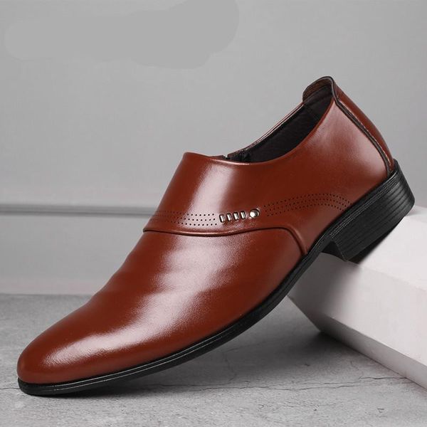 

dress shoes mazefeng men 2021 pointed toe classic male leather fashion wear-resistant party wedding shoe for, Black