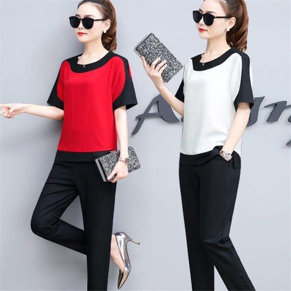 

two piece dress women short sleeve + pants fashion trendy tracksuits female 2 sets sport streetwear, White