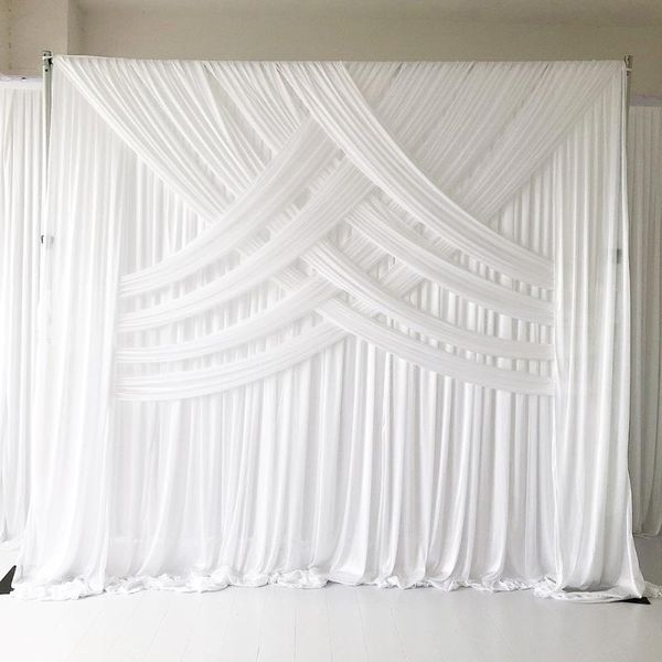 

party decoration march arrival 3m h x3m w 1 piece white cross drapes ice silk curtain wedding backdrop