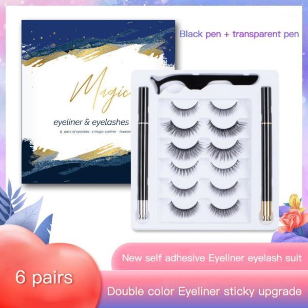 

mink lashes non magnetic eyelashes 6 pairs false thick waterproof eyelash extension 2pcs magic eyeliner eye makeup1