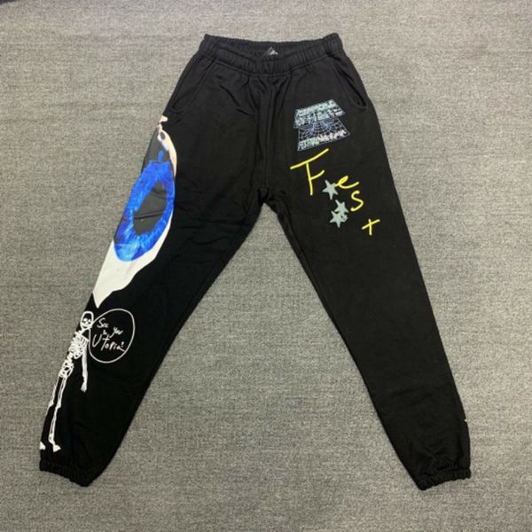 

sweatpants joggers pants men's tech fleece big eye funny printing drawstring elastic men women black trousers pant real pics