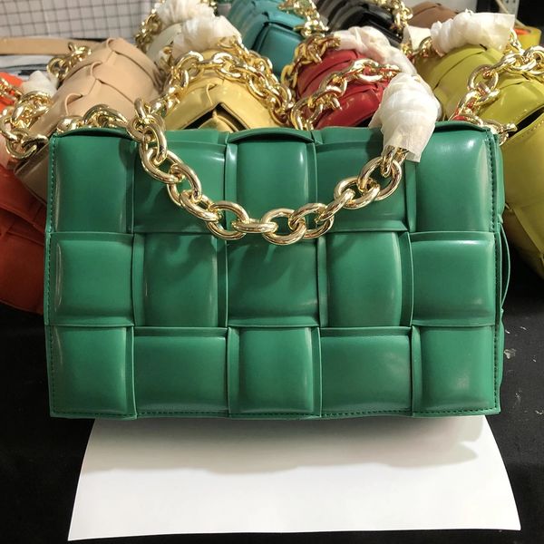 

golden metal chain pu crossbody messenger bags luxury women bag designer female trend plaid shoulder lady purse and handbag3031, Blue;pink