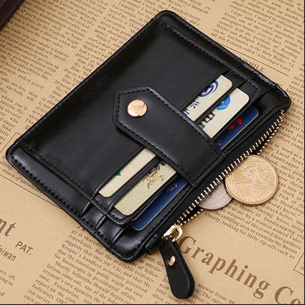 

black red color men women wallet money clip credit card holder business faux leather stylish simple fashionable purse, Red;black