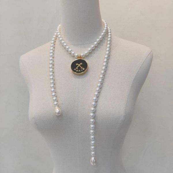 

pendant necklaces 2021 brand fashion jewelry for women pearls chain party light gold color resin cross charm crystal c white, Silver