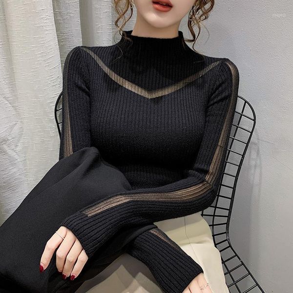 

women's sweaters slim elastic knitted women sweater and pullovers long-sleeved solid lady elegant all match pulls outwear, White;black