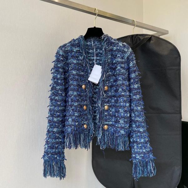 

women's jackets 2021 autumn luxury women tassel tweed jacket female fashion casual coat overcoat 2 color rmsx 8.16, Black;brown