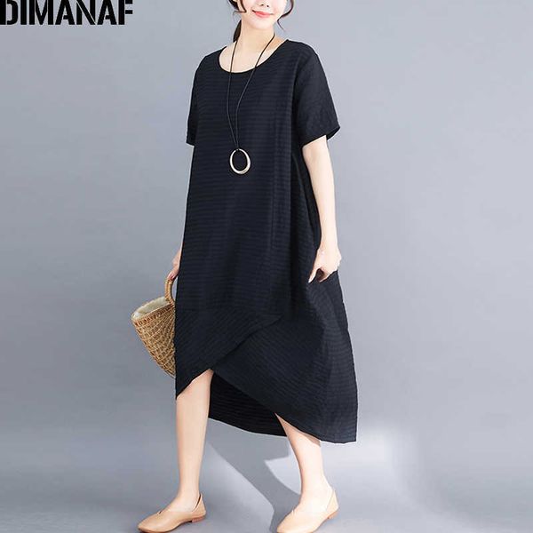 

plus size women dress vintage summer sundress big cotton linen female elegant lady vestidos loose solid 210531, Black;gray