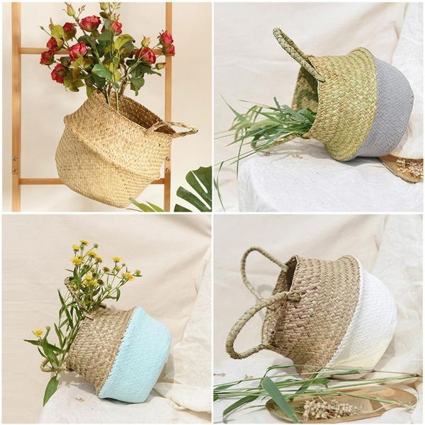 

storage baskets laundry seagrass wicker hanging flower pot home panier osier basket for toys