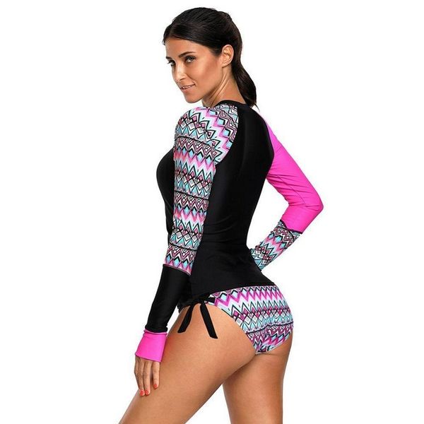 

long sleeve tankini women swimwear bikini swimsuit for girls beach upf 50+ rash guards diving suit plus size 27, Black;yellow