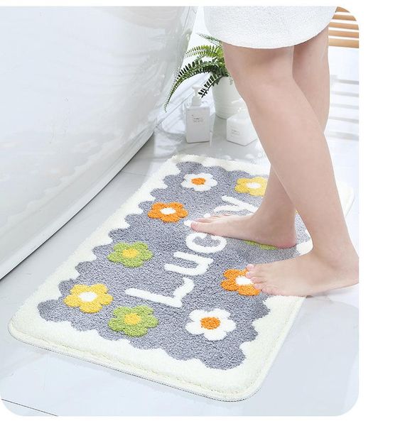 

bath mats daisy fluffy absorbent mat toilet non-slip entrance doormat plush balcony carpet for living room bedroom kichen floor rugs