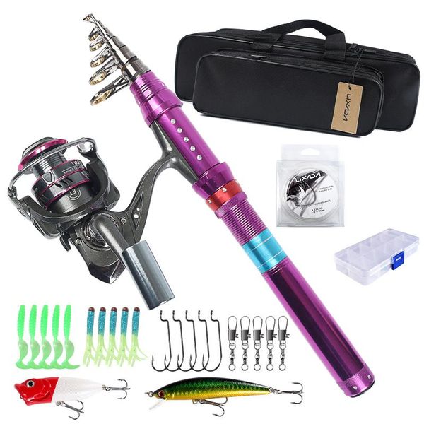 

fishing rod and reel combo carbon fiber w set lures hooks carrier bag complete kit