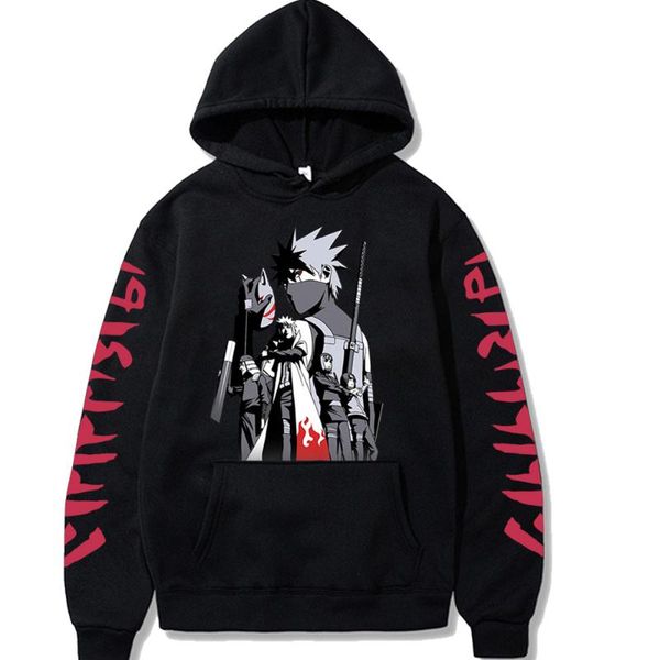 

men's hoodies & sweatshirts anime men women pullover casual printing hooded streetswear sweatshirt unisex, Black