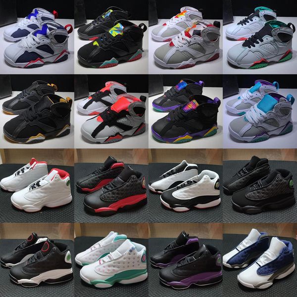 Scarpe da basket 7s 13s Parco giochi per bambini True Red Bambini allevati Flint Small Kids Neonato 7 13 ragazzo grande Ragazza Aurora Green Sneakers Taglia 28-35