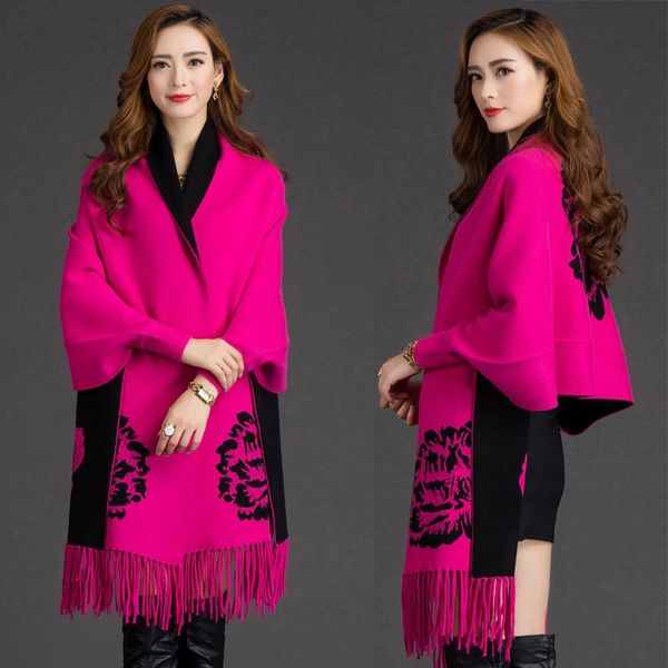 

imitation cashmere scarves reversible women flower echarpes oversize muffler cape warm mantilla wrap 200*70cm, Blue;gray