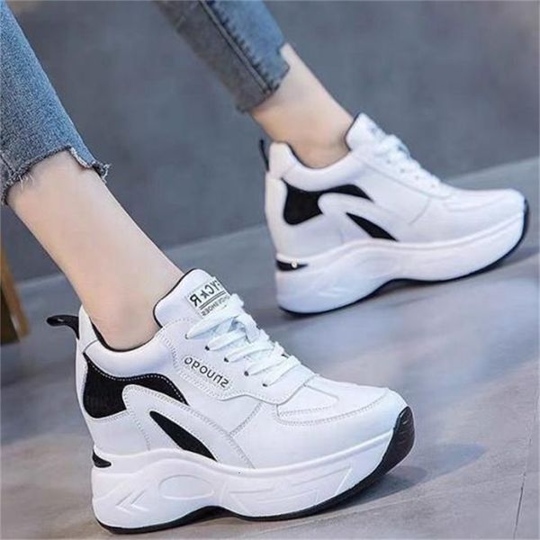 

dress shoes heightened sneakers women's fashion platform white casual versatile slimming daddy travel women s7lg, Black