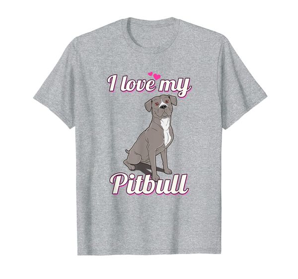 

womens i love my pitbull gift shirt pit bull lover t-shirt, White;black
