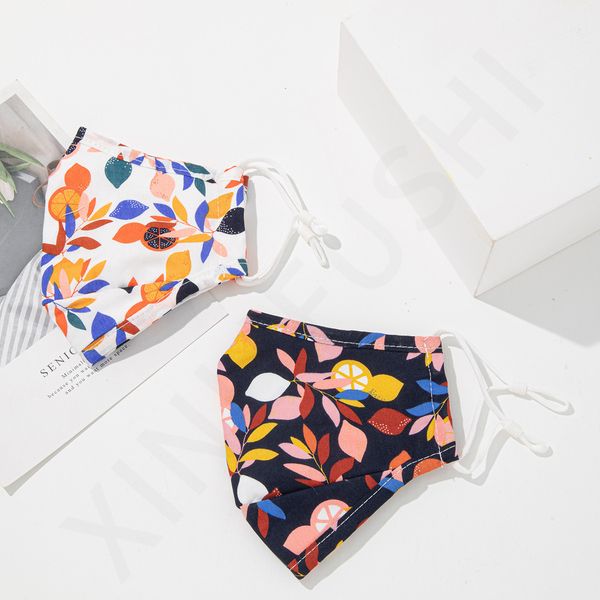 

layer three printed leaf mask, dust-proof cotton life mask with filter