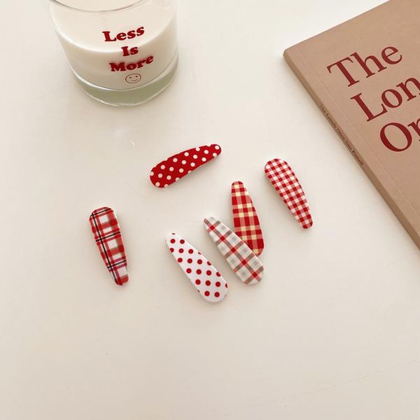 

hair accessories 6pcs cherry red lovely polka-dot checked hairpin bb clip soft sister bangs