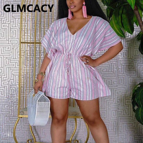 

short sleeve v neck striped playsuit rompers 210702, Black;white