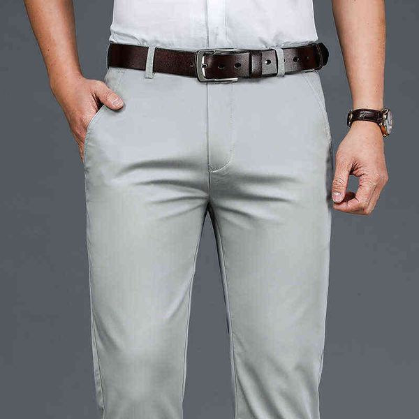 

men's jeans good quality summer ultra-thin mulberry silk elastic high waist loose straight casual pants busins men's wear, Blue