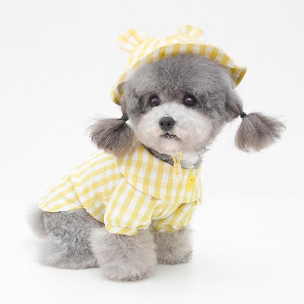 

round brim pet cap plaid dog sun visor princess hat adjustable chin strap sashes