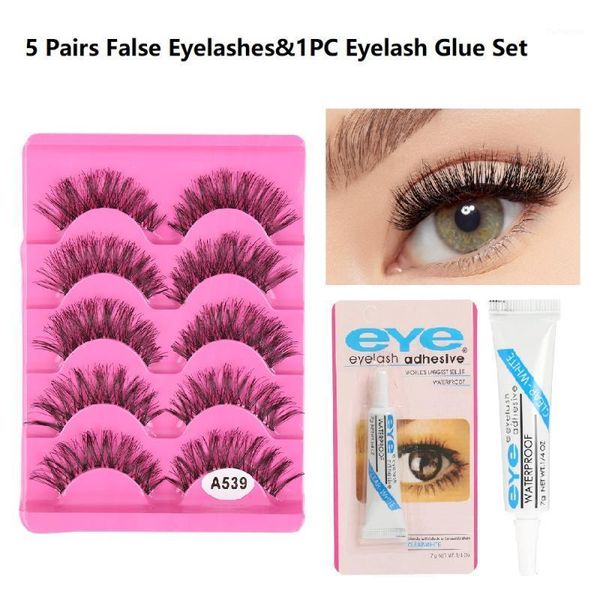 

pairs 3d mink false eyelashes eyelash glue set long thick natural handmade eye lashes makeup extension1