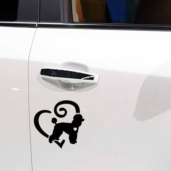 

15cm*14.4cm poodle animal pet love heart vinyl fashion car sticker black
