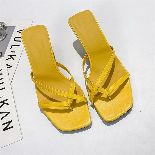 

slippers 2021 summer sandals open toethin heels flip flop high slides, Black