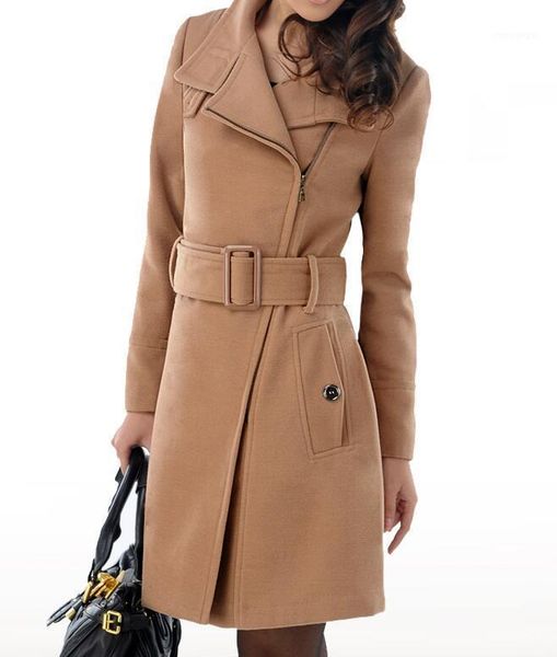 

women's wool & blends s-5xl 2021 spring women fashion medium and long slim size coat, Black