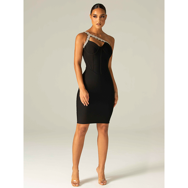 

casual dresses 2021 arrival women fashion sleeveless mini black bodycon party elegant bandage dress vestidos, Black;gray