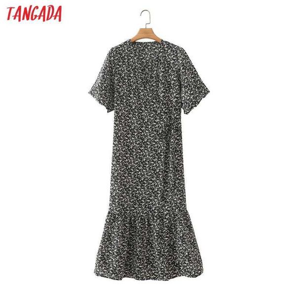 

tangada summer women floral print dress short sleeve ladies chiffon dress vestidos 7y23 210609, Black;gray