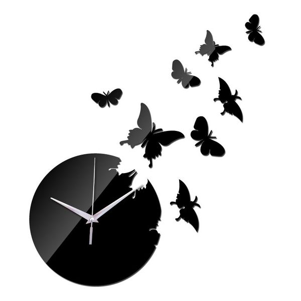

wall clocks direct selling 2021 acrylic quartz watch the butterfly mirror 3d modern home decoration diy clock gift