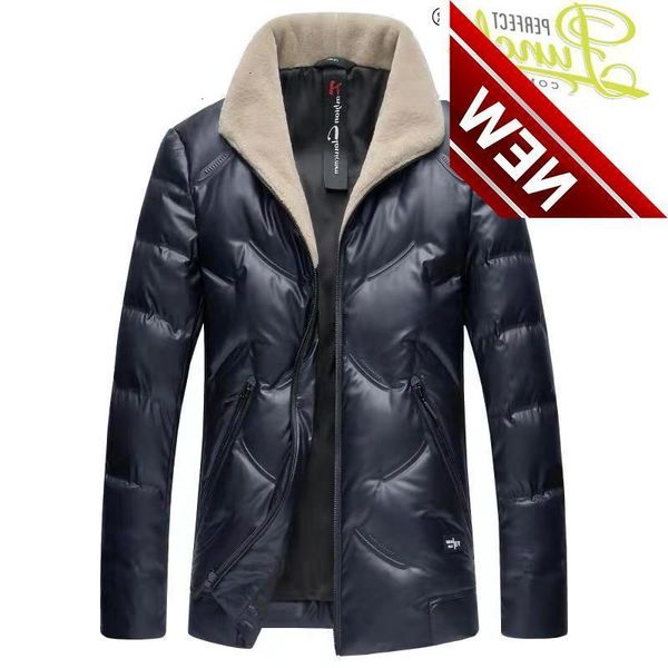 

down men's jacket men clothing fashion winter coat 100% wool fur collar clothes warm waterproof jackets ropa lxr729, Black