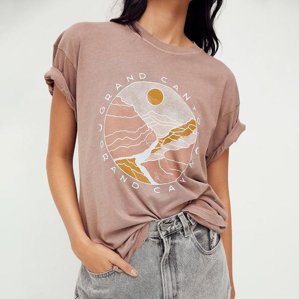 

women's t-shirt sunset graphic vintage tee shirt women summer o neck short sleeve loose cotton t femme casual streetwear oversized, White
