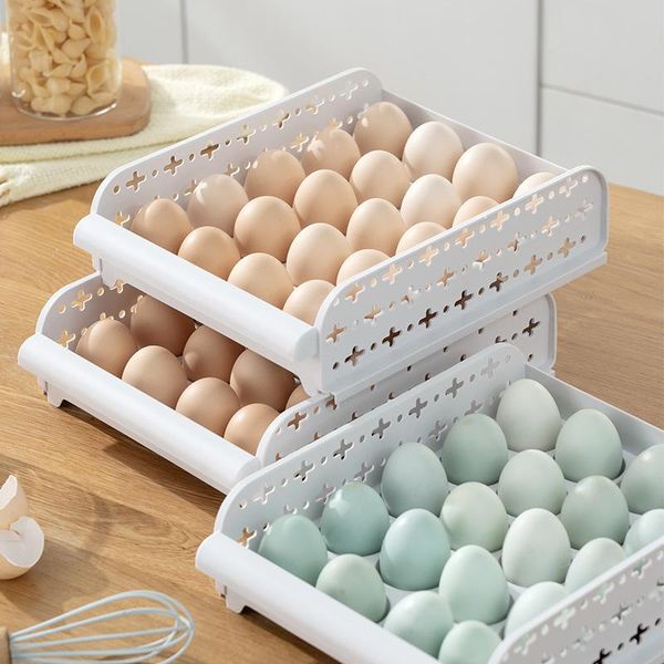 

storage bottles & jars 20 grid plastic drawer type egg box kitchen refrigerator fresh-keeping container for organizer holder shelf