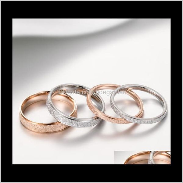 

couple jewelry drop delivery 2021 simple brand rings pearl sand extremely fine titanium steel rose gold frosted couples wedding ring g5knm, Silver