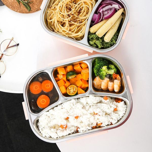 

dinnerware sets stainless steel bento lunch box storage picnic marmita kitchen containers tupper cristal meal prep bag