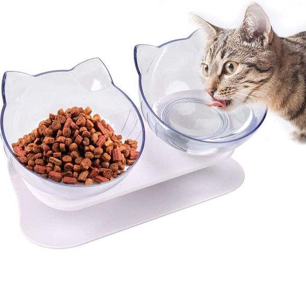 

cat bowls & feeders pet dog feeding bowl water durable fall resistant 15 degree tilt double non-slip food supplies