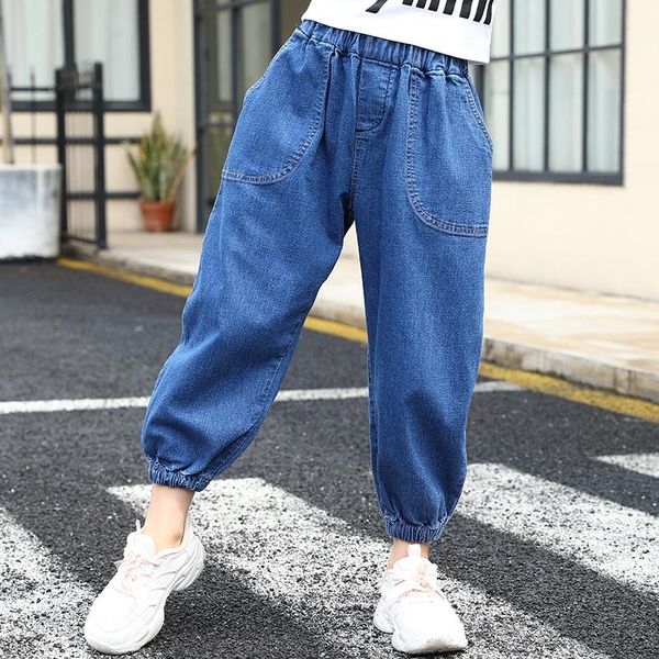 

jeans kids fashion 2021 pant for baby big girls blue mid waist loose denim trousers clothing children bottoms age 2-16 years