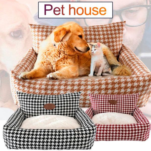 

cat beds & furniture s-l pet dog bed plaid printing products puppy cushion house soft warm kennel mat sofa 3 colors #yl5