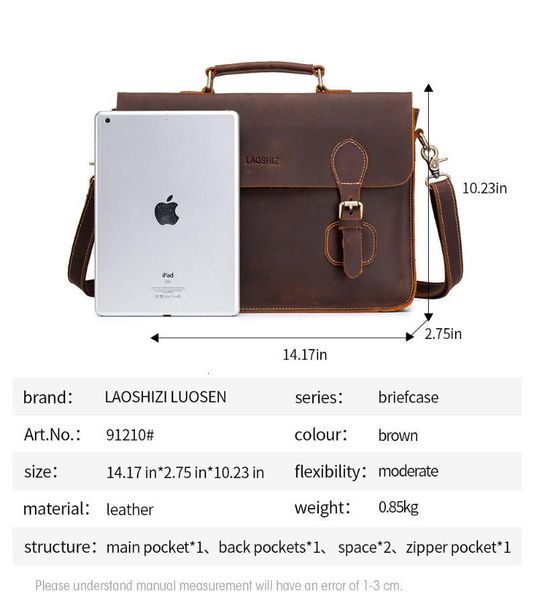 

briefcases crazy horse leather men's briefcase portable handbag business lapbag casual large-capacity shoulder messenger bags cowhide1