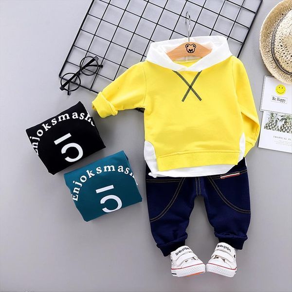 

boys clothing sets spring baby hooded long sleeve t shirt pants kids sport suit for autumn children casual letter outfit, White