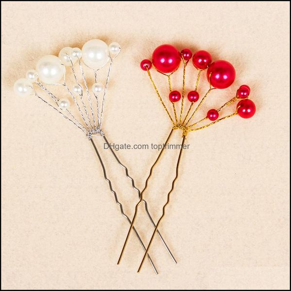 

bun maker & tools products 1pc crystal hairpin wedding bride pins bridesmaid simated pearl flower hair clips aessories drop delivery 2021 6g, Brown