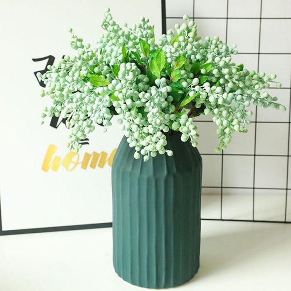 

five-head berry string simulation flower green plant decoration wedding home bouquet faux flowers branch decorative & wreaths