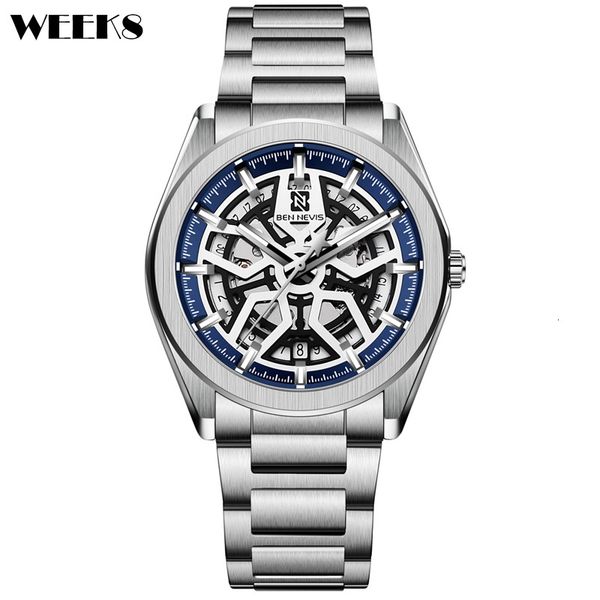 

mechanical gentlemen watches waterproof car date men automatic business man hollow-out design, Slivery;brown