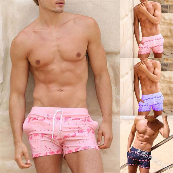 

men's underpants 2021 slim print flamingo knitted pants, Black;white