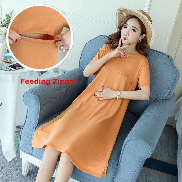 

maternity dresses 2021 summer backless pregnancy clothes cotton loose breastfeeding dress for pregnant women, White