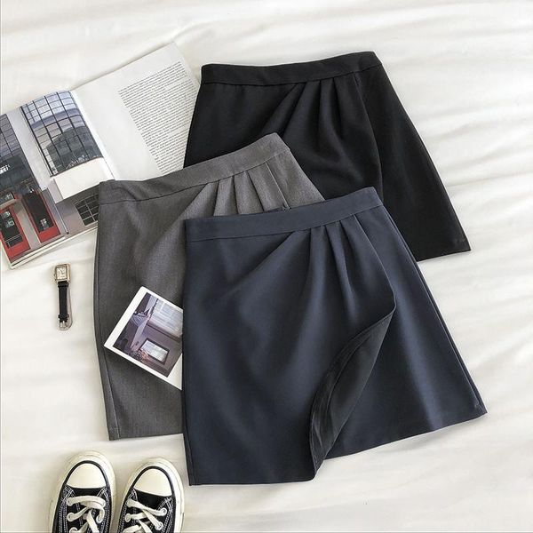 

autumn winter casual women skirt korean empire sweet solid lady cute above knee a-line high kawaii mini skirts, Black